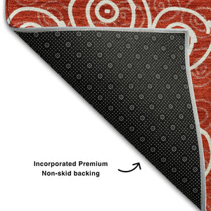 HomeRoots 8' X 10' Red And Ivory Polka Dot Washable Area Rug – Stylish, Stain-Resistant, UV Protected Comfort! 661609