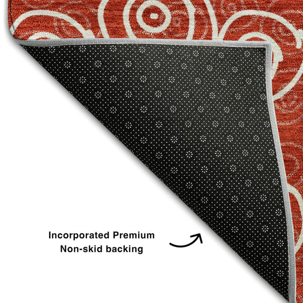 HomeRoots 8' X 10' Red And Ivory Polka Dot Washable Area Rug – Stylish, Stain-Resistant, UV Protected Comfort! 661609