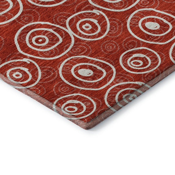 HomeRoots 8' X 10' Red And Ivory Polka Dot Washable Area Rug – Stylish, Stain-Resistant, UV Protected Comfort! 661609