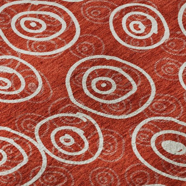 HomeRoots 8' X 10' Red And Ivory Polka Dot Washable Area Rug – Stylish, Stain-Resistant, UV Protected Comfort! 661609
