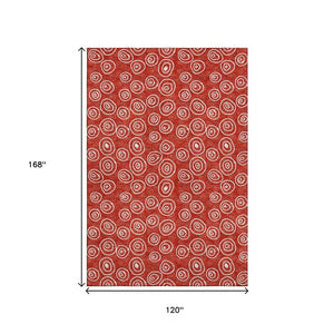 HomeRoots 10' X 14' Red and Ivory Polka Dot Area Rug – Washable, UV Protected, Perfect for High-Traffic Spaces! 661611