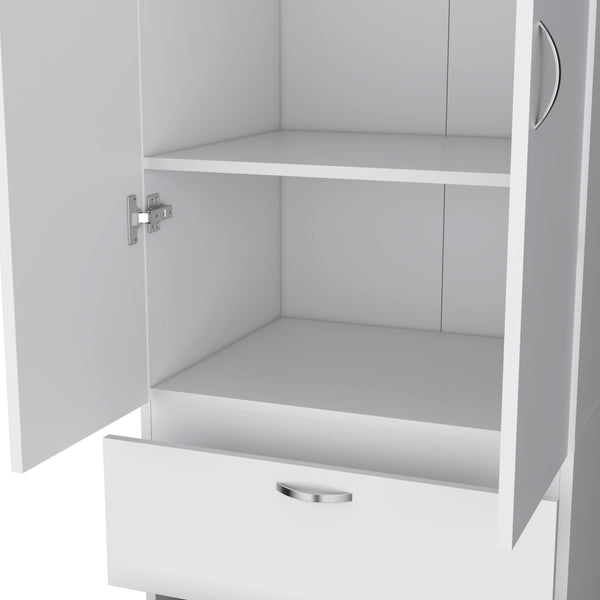 English Elm Tall Mayer Wardrobe Melamine with Hanging Rod, Two Doors & Drawers — Durable, Space-Saving Closet Solution B128P203060