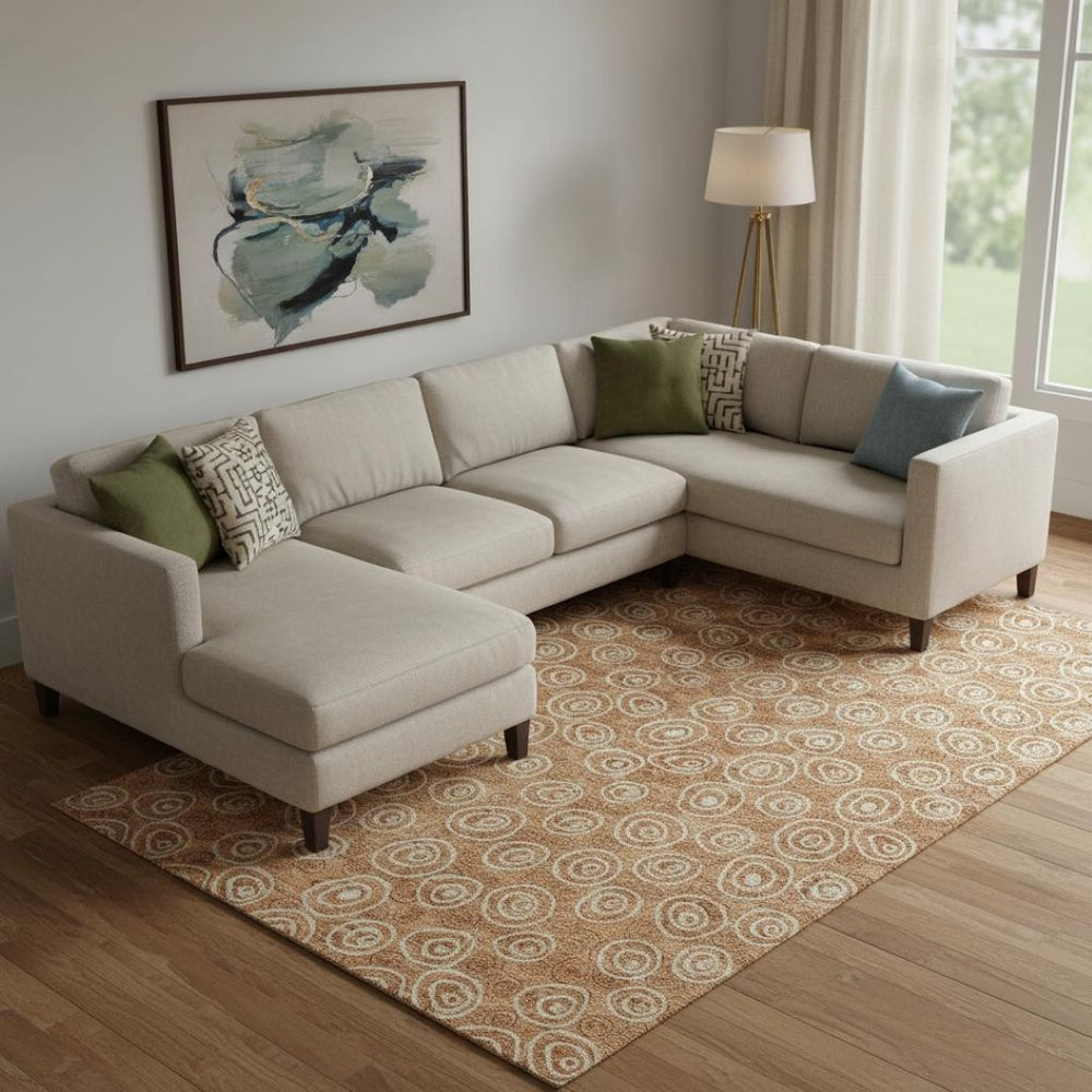 HomeRoots 8' X 10' Stylish Terra Cotta & Beige Polka Dot Washable Area Rug with UV Protection & Soft Feel 661621