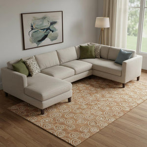 HomeRoots 8' X 10' Stylish Terra Cotta & Beige Polka Dot Washable Area Rug with UV Protection & Soft Feel 661621