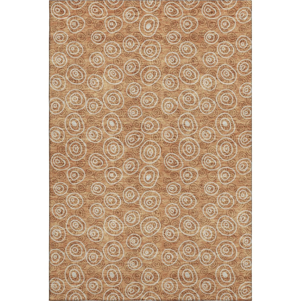 HomeRoots 8' X 10' Stylish Terra Cotta & Beige Polka Dot Washable Area Rug with UV Protection & Soft Feel 661621