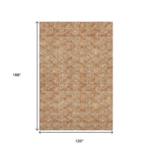 HomeRoots 10' X 14' Terra Cotta Polka Dot Washable Area Rug with UV Protection - Stylish, Durable & Family-Friendly! 661623