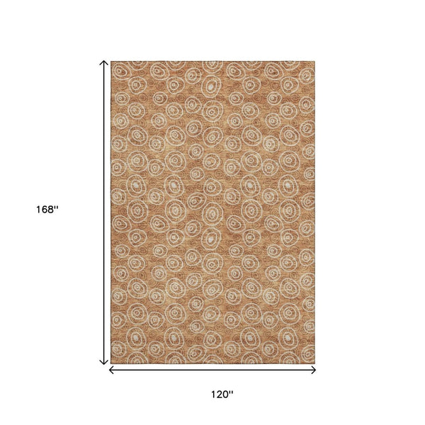 HomeRoots 10' X 14' Terra Cotta Polka Dot Washable Area Rug with UV Protection - Stylish, Durable & Family-Friendly! 661623