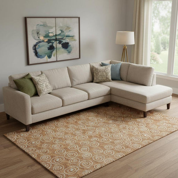 HomeRoots 10' X 14' Terra Cotta Polka Dot Washable Area Rug with UV Protection - Stylish, Durable & Family-Friendly! 661623