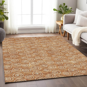 HomeRoots 10' X 14' Terra Cotta Polka Dot Washable Area Rug with UV Protection - Stylish, Durable & Family-Friendly! 661623