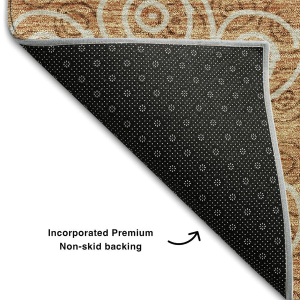 HomeRoots 10' X 14' Terra Cotta Polka Dot Washable Area Rug with UV Protection - Stylish, Durable & Family-Friendly! 661623