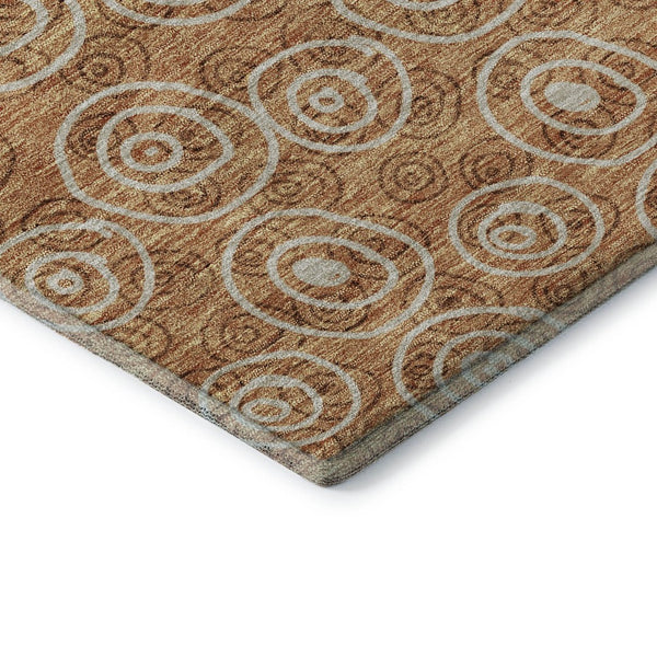 HomeRoots 10' X 14' Terra Cotta Polka Dot Washable Area Rug with UV Protection - Stylish, Durable & Family-Friendly! 661623