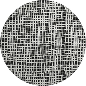 HomeRoots 8' Black And Ivory Striped Round Rug - Washable, UV Protected, Stain Resistant, Durable for High Traffic Areas 661626