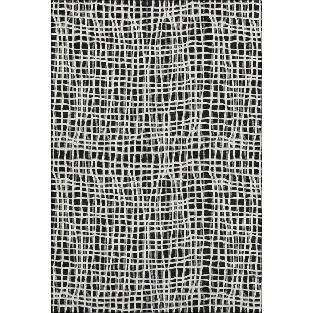 HomeRoots 8' X 10' Black And Ivory Striped Area Rug - Washable, Stain-Resistant, UV-Protected for Easy Care 661627