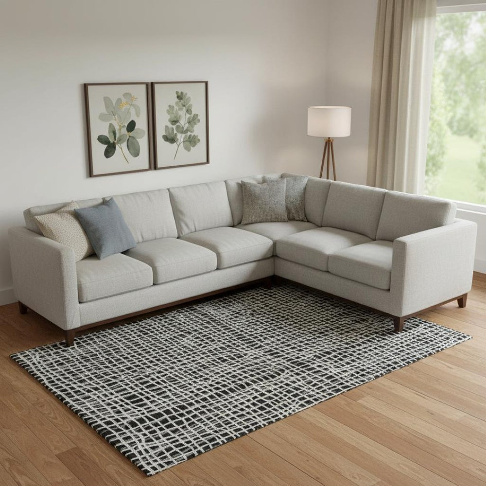 HomeRoots 8' X 10' Black And Ivory Striped Area Rug - Washable, Stain-Resistant, UV-Protected for Easy Care 661627