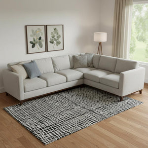HomeRoots 8' X 10' Black And Ivory Striped Area Rug - Washable, Stain-Resistant, UV-Protected for Easy Care 661627