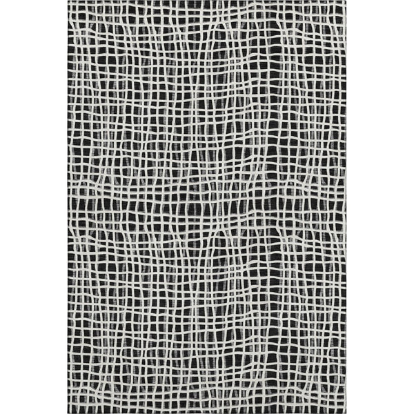 HomeRoots 9' X 12' Striped Area Rug - Machine Washable, UV Protected, Stylish Black and Ivory for Homes 661628