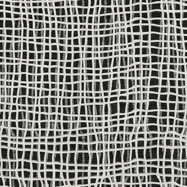 HomeRoots 9' X 12' Striped Area Rug - Machine Washable, UV Protected, Stylish Black and Ivory for Homes 661628