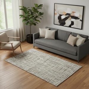 HomeRoots 5' X 8' Brown and Ivory Striped Washable Area Rug – Durable, UV-Protected, Perfect for Busy Homes! 661631
