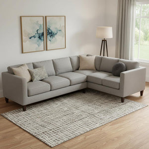 HomeRoots 8' X 10' Striped Washable Area Rug - Brown & Ivory, UV Protected, Stain Resistant for Busy Homes 661633
