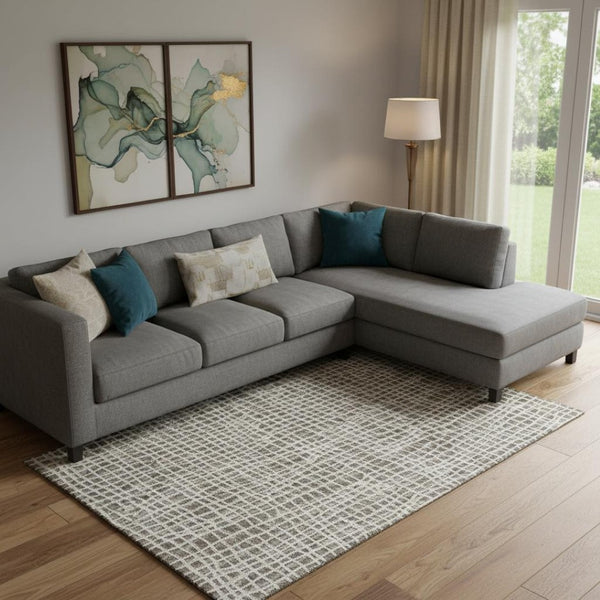 HomeRoots 9' X 12' Brown & Ivory Striped Area Rug - Washable, UV Protected, Durable & Stylish for Any Space 661634