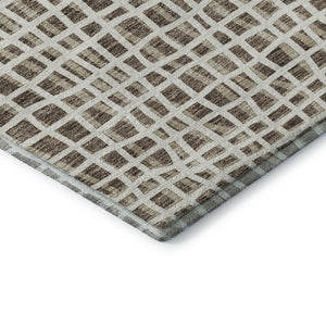 HomeRoots 9' X 12' Brown & Ivory Striped Area Rug - Washable, UV Protected, Durable & Stylish for Any Space 661634