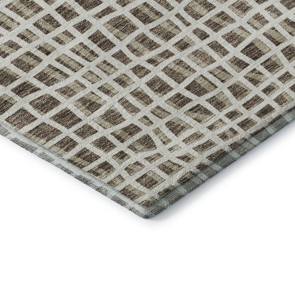 HomeRoots 9' X 12' Brown & Ivory Striped Area Rug - Washable, UV Protected, Durable & Stylish for Any Space 661634