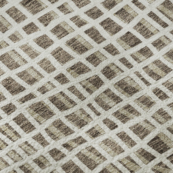 HomeRoots 9' X 12' Brown & Ivory Striped Area Rug - Washable, UV Protected, Durable & Stylish for Any Space 661634