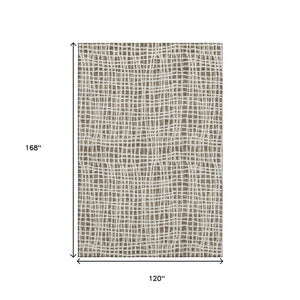 HomeRoots 10' X 14' Striped Washable Area Rug in Brown & Ivory - Durable, Stain Resistant, UV Protected Design 661635