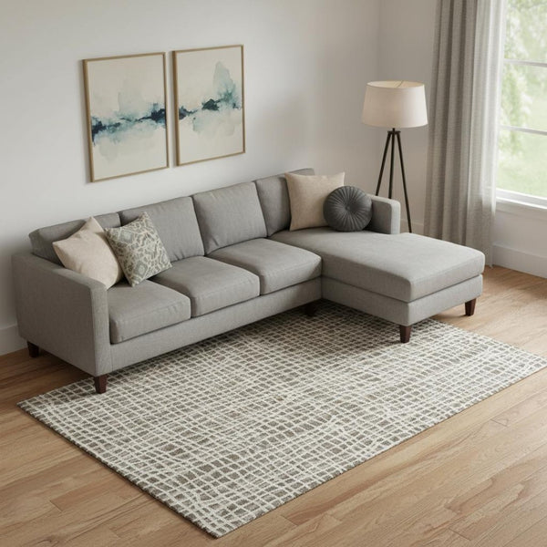 HomeRoots 10' X 14' Striped Washable Area Rug in Brown & Ivory - Durable, Stain Resistant, UV Protected Design 661635