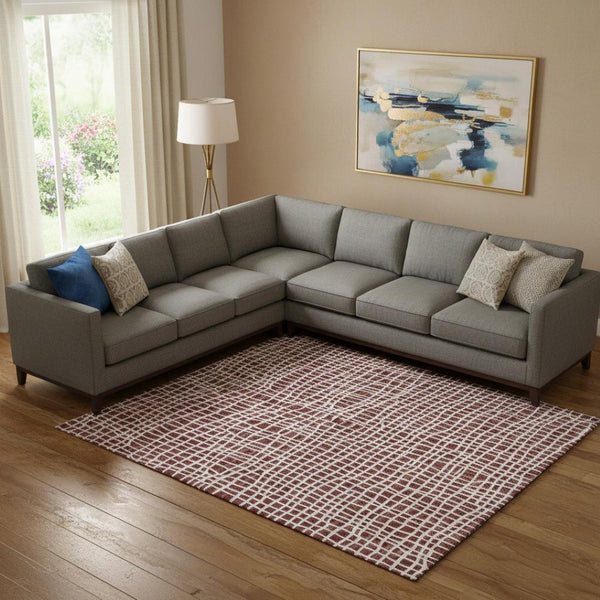 HomeRoots 8' X 10' Burgundy and Ivory Striped Washable Area Rug - Durable, UV Protected, Stain Resistant Design 661639