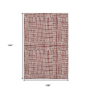 HomeRoots 9' X 12' Burgundy And Ivory Striped Area Rug – Durable, Washable, UV-Protected for Homes & Patios 661640