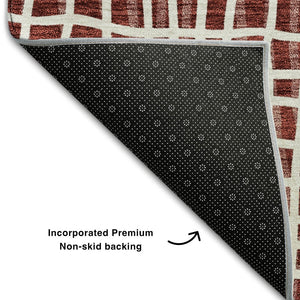 HomeRoots 9' X 12' Burgundy And Ivory Striped Area Rug – Durable, Washable, UV-Protected for Homes & Patios 661640