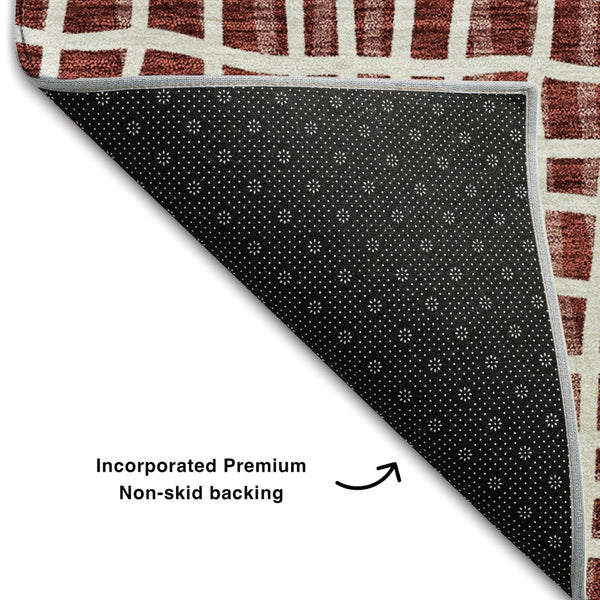 HomeRoots 9' X 12' Burgundy And Ivory Striped Area Rug – Durable, Washable, UV-Protected for Homes & Patios 661640