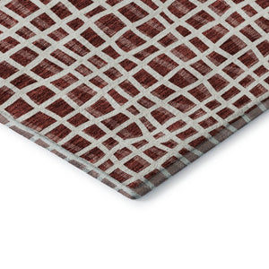 HomeRoots 9' X 12' Burgundy And Ivory Striped Area Rug – Durable, Washable, UV-Protected for Homes & Patios 661640