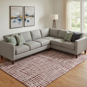 HomeRoots 10' X 14' Burgundy and Ivory Striped Area Rug – Washable, UV Protected, Perfect for Family Spaces! 661641