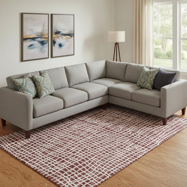 HomeRoots 10' X 14' Burgundy and Ivory Striped Area Rug – Washable, UV Protected, Perfect for Family Spaces! 661641