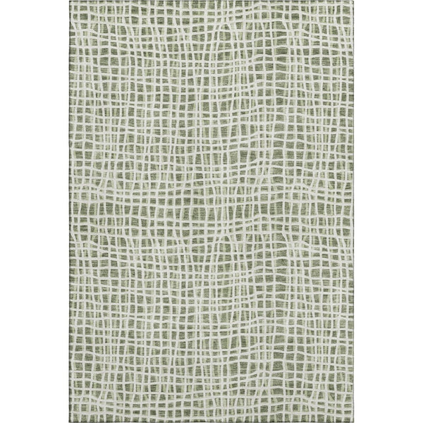 HomeRoots 5' X 8' Green And Ivory Striped Area Rug - Washable, UV-Protected, Stain-Resistant for Busy Homes 661649