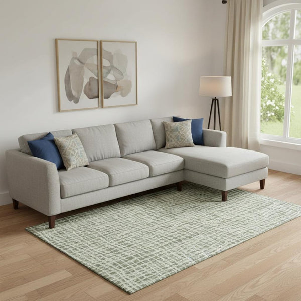 HomeRoots 8' X 10' Striped Green and Ivory Washable Area Rug – UV Protection, Stain Resistant, Easy Care! 661651