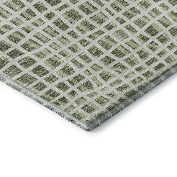HomeRoots 8' X 10' Striped Green and Ivory Washable Area Rug – UV Protection, Stain Resistant, Easy Care! 661651