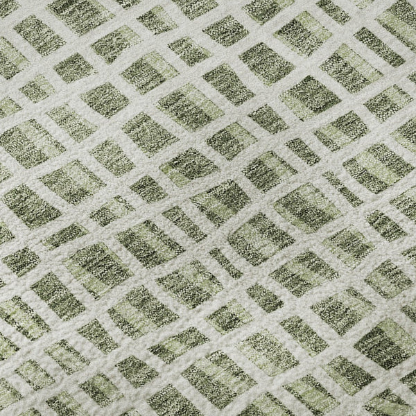 HomeRoots 8' X 10' Striped Green and Ivory Washable Area Rug – UV Protection, Stain Resistant, Easy Care! 661651