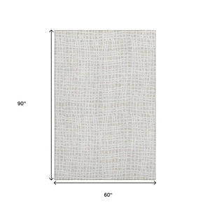 HomeRoots 5' X 8' Ivory And Beige Striped Area Rug – Washable, UV Protected, Perfect for Busy Homes & Kids 661655