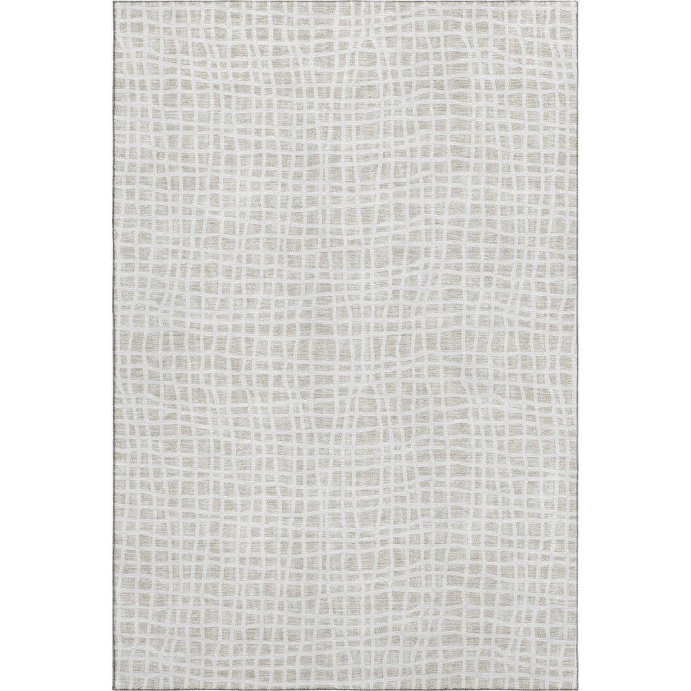 HomeRoots 5' X 8' Ivory And Beige Striped Area Rug – Washable, UV Protected, Perfect for Busy Homes & Kids 661655