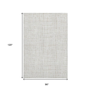HomeRoots 8' X 10' Ivory Striped Washable Area Rug - Durable, Stain Resistant, UV Protected for High Traffic Spaces 661657
