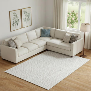 HomeRoots 8' X 10' Ivory Striped Washable Area Rug - Durable, Stain Resistant, UV Protected for High Traffic Spaces 661657