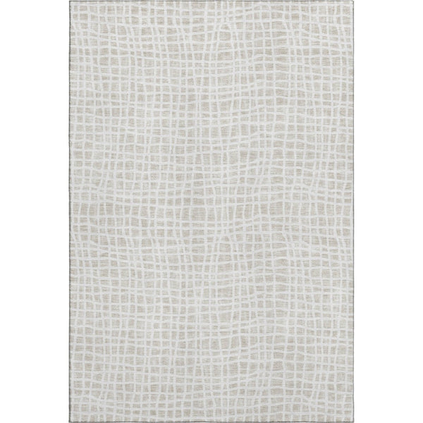 HomeRoots 8' X 10' Ivory Striped Washable Area Rug - Durable, Stain Resistant, UV Protected for High Traffic Spaces 661657