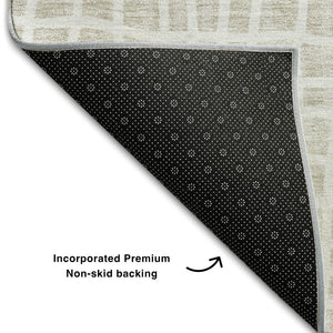 HomeRoots 8' X 10' Ivory Striped Washable Area Rug - Durable, Stain Resistant, UV Protected for High Traffic Spaces 661657
