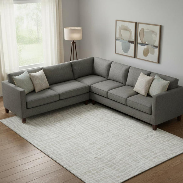 HomeRoots 9' x 12' Ivory and Beige Striped Area Rug - Washable, UV Protected, Durable for Busy Homes & Patios 661658