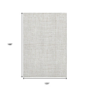 HomeRoots 10' X 14' Ivory Striped Washable Area Rug - Durable, UV-Protected, Stain-Resistant, Easy Care! 661659