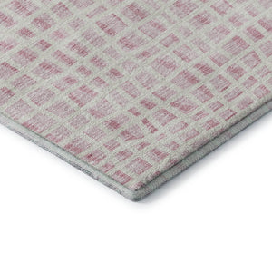 HomeRoots 8' Pink and Ivory Striped Round Rug - Washable, UV Protected, Durable, Perfect for Busy Homes! 661680