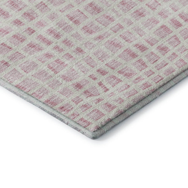 HomeRoots 8' Pink and Ivory Striped Round Rug - Washable, UV Protected, Durable, Perfect for Busy Homes! 661680